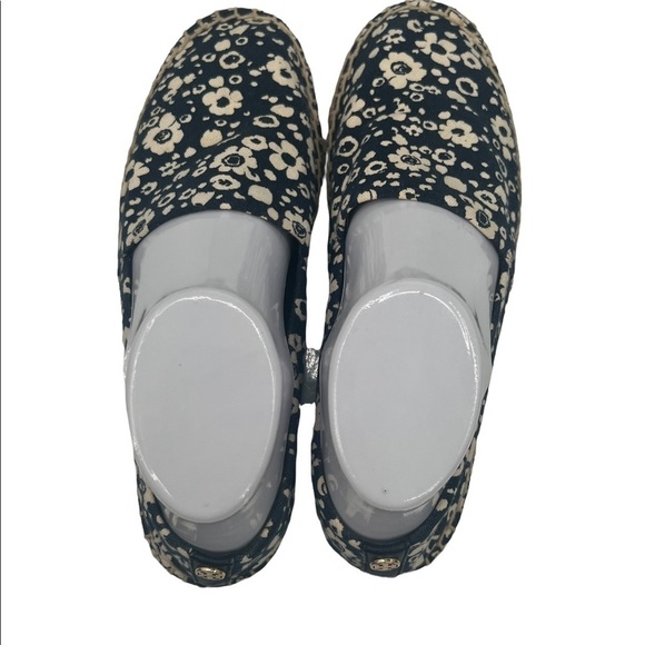 Tory Burch Navy Ivory Risa Lovers Floral Espadrille Flats Size 7.5 Women’s - Picture 5 of 11